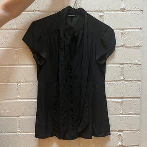 Black Nanette Lepore SILK Tie Neck Blouse